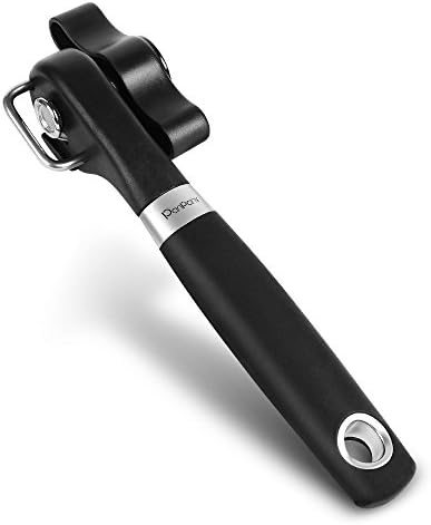 Panpany Safety Can Tin Opener, Stainless Steel Ergonomic Anti Slip Design with Smooth Edge Side Cut No Sharp Cuts Can Opener,Lid Lifter that Won't Touch Food with Corrosion Resistant TPR Material