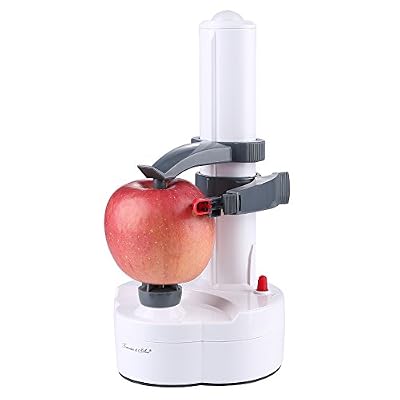 Uten Éplucheur Électrique Automatique pour Légumes Fruits Pommes de Terre Épluche Pommes de Terre Professionnel Peeler Pèle Pommes avec Chargeur Adapteur - Blanc