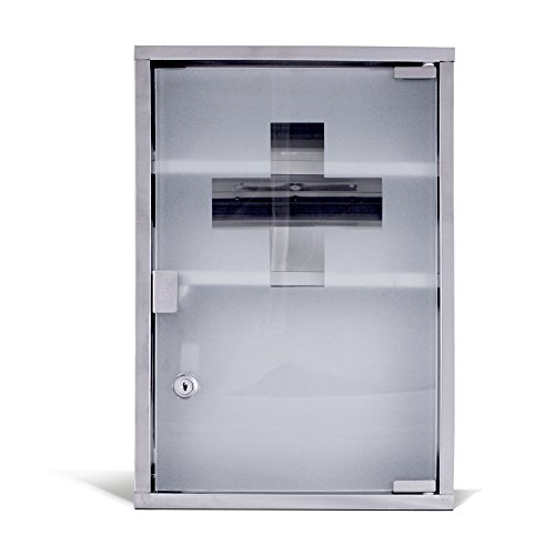 Medizinschrank groß Edelstahl abschließbar 30x45x12cm Arzneischrank Medikamentenschrank Hausapotheke Erste Hilfe Schrank - 3