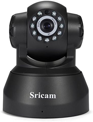 SRICAM WIFI IP PTZ Camera - SP012 1 MP Wireless Security Baby Pet Monitor, Day/Night Vision, Smart Setup APP Control, Motion Detection Recording （Black）