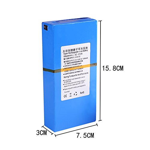 Midore Super wiederaufladbare tragbar Li-on Batterie DC12V 12000mAh + EU Stecker - 6