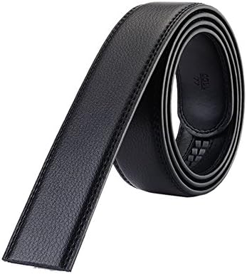 H&amp;W Mens 35mm Width Split Leather Belt Without Buckle for Automatic Ratchet Buckle Black