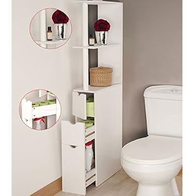 ProBache - Meuble WC étagère bois gain de place pour toilettes 3 portes