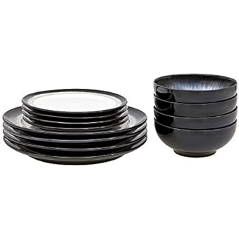 Set Da Cena Denby Elements - 4 Piatti Piccoli In Gres, Grigio Chiaro, Per Microonde E Lavastoviglie