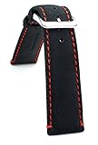 Sulla Herren Leder Uhrenarmband Känguru 20mm Schwarz rote Naht weich
