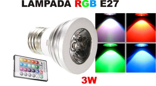 Lámpara LED RGB de punto Hdigiworld systmall E27 3 W con mando a distancia