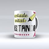 Capacidad: 11 oz = 325 ml Taza cerámica desayuno regalo original Opositor oposiciones \"Estado vital: Opositando\"