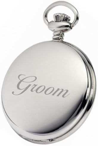 Lucy GPERSONALISED SILVER GROOM POCKET WATCH PW13 CAN BE PERSONALISED ENGRAVED FREE