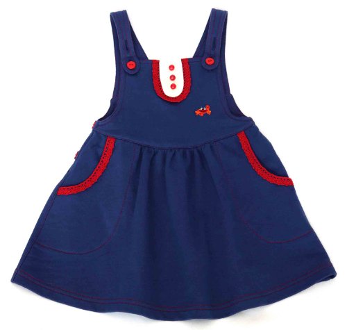 Green Nippers Baby Girl's Organic Cotton Dungaree Style Pinafore Short Sleeve Dress Blue 0 - 3 Months