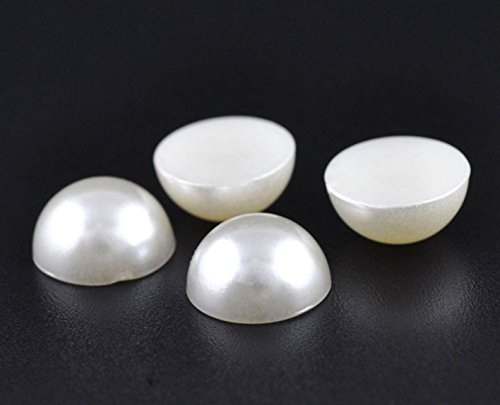 Elfenbeinfarbene Perlen mit flacher Rückseite, halbrunde Perlen, 11 mm, zum Verzieren von Hochzeitskarten, Dekorationen oder Kunstwerken, 100 Stück
