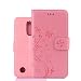 Produktbild LG K8 ( 2017 ) Hülle, LG K8 ( 2017 ) Schutzhülle, Alfort Carving Lederhülle Fashion Design Premium PU Leder Hohe Qualität Tasche Case Cover Kasten Abdeckung Wallet für LG K8 ( 2017 ) 5.0" Smartphone Funktion Standfunktion Unterstützte Telefone und Magnetverschluss mit Schmetterling ( Rosa )