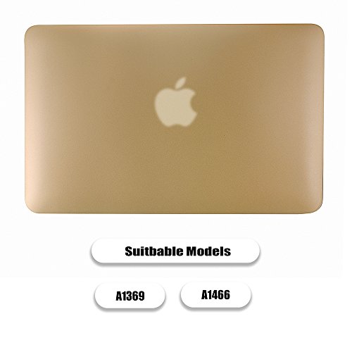 tinxi® Zweiteilige Matte Gummierte Harte Schutzhülle für Apple Macbook Air 13,3 Zoll Hülle Cover Schale Schutz Hülle Tasche Etui Case Shell Hard Plastik transparent mattiert gold - 2