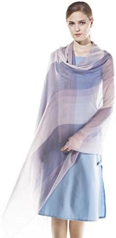 HSHIA Women’s Scarf Gradient Color Soft Lightweight Lady Shawl Stole Sunscreen Scarves Easy Matching Fashion Scarves (41.7" x 77.9") (Blue)