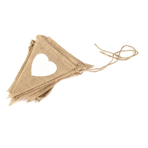 Nikgic Jute Herz Wimpel Wimpeln Dreieck Wimpel Bunting Fahnen Banner für Weihnachts Hochzeit Geburtstag Party Dekor - 3