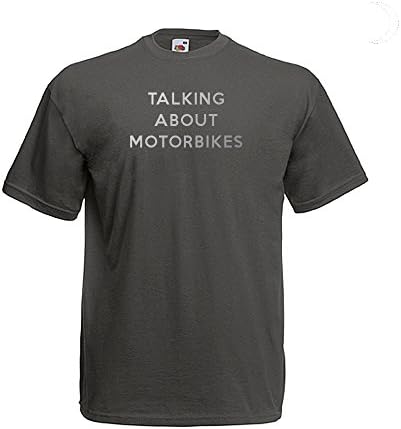 Motorbike Tshirt Black Reflective Mens or Ladies Motorcycle Top Talking About Motorbikes in Reflective Light Catching Text on 100% Cotton FOTL Tee Bikers Gift Biking Fan Kawasaki Triumph Suzuki BMW