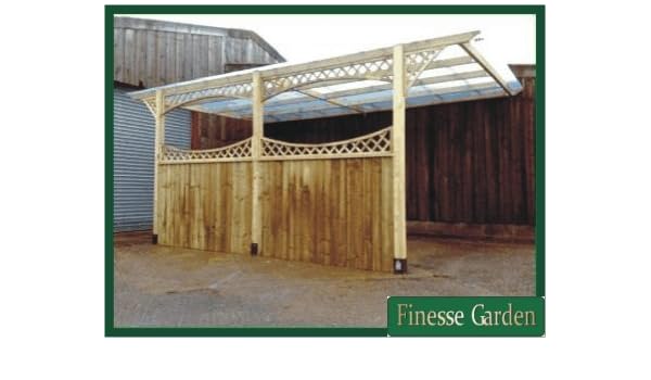 Henley Lean To Timber Carport Canopy With Side Panels 5 4m X 2 4