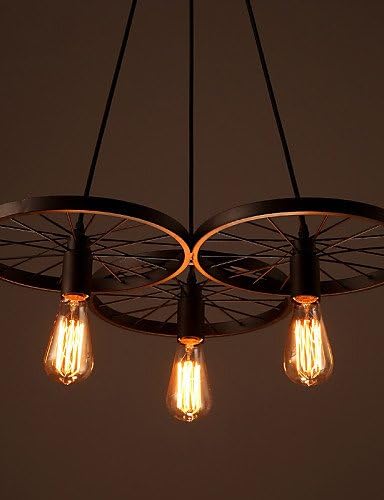 ShangYi Loft Retro Restaurant Bar Pendant Lamps American country wrought iron chandeliers industrial style wheels , 220-240v