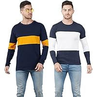 COUPLESTUFF.IN Combo Men's Full Sleeve Cotton T Shirt - Pack of 2 (Slim Fit ; Multicolor ; Men - S to XXL)