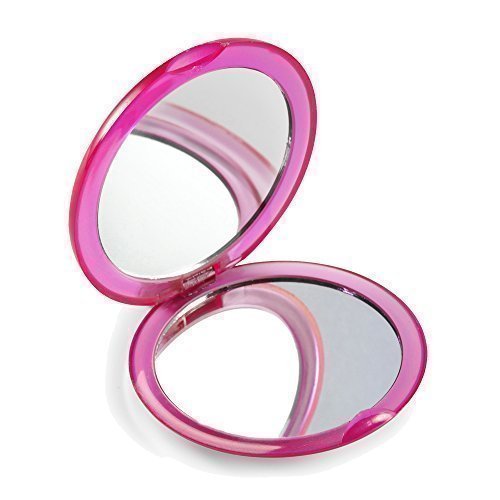 Ladies Handbag Cosmetic Mirror - Double Sided Magnifying COMPACT VANITY MAKE UP (Pink)