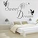 Produktbild Waofe Sweet Dreams Schmetterling Liebe Zitat Aufkleber Schlafzimmer Abnehmbare Wandtattoos Diy Vinyl Wandaufkleber Für Baby Zimmer Worte Wandbild 50 * 30 Cm