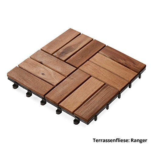 11 er Set 1 qm Floordirekt Klickfliesen | Ranger | Akazienholz | Braun 30 x 30 cm - 2