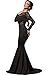 Produktbild Cocktailkleid, Abendkleid, langes Kleid, für Damen, Spitze, Stil: Trompete/Meerjungfrau, lange Ärmel, Schifffahrt, Abschlussball, Größe M (EU 38-40), Schwarz