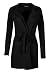 Womens Ladies Crepe Plain Open Front Collard Belted Pockets Duster Cardigan