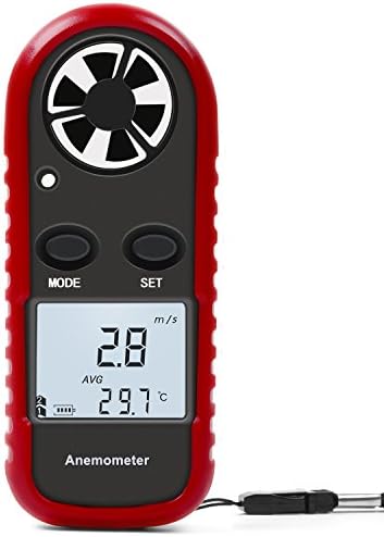 MYCARBON Anemometer Handheld Wide Range&amp;Multiple Units Digital Wind Speed Meter LCD with Backlight Airflow Meters Gauge Temperature Indicator for Windsurfing Kite Flying Sailing Surfing Fishing