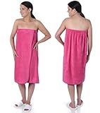 TowelsRus Spa Days Egyptian Terry Towelling Cotton Sarong Towel Wrap in Pink with elasticated back and Velcro Fastener presented in Gift Container
