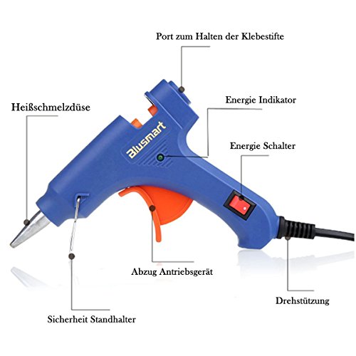 Blusmart Mini Heißklebepistole mit 25 Stück Klebesticks Klebepistole für DIY kleine Handwerkprojekte und schnelle Reparaturen zuhause im Heimwerker &Handwerk (blau, 20 Watt) - 8