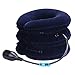 V-EWIGE Blue Whole Velvet Air Cervical Neck Traction Soft Brace Device Unit for Headache Head Back Shoulder Neck Pain Cervical Traction Inflatable Neck Support Brace Traction Control