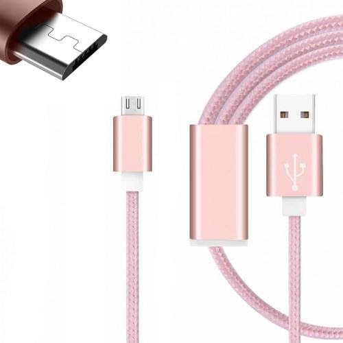 Micro USB Cable Lead by Digi Pig® for EMPORIA Mobile Phones. Nylon Braided Cable (3 Metre) with Fast Speed Charging and Data Transfer - ROSE GOLD