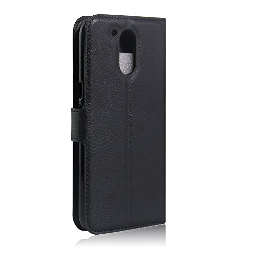 Funda Moto G4   G4 Plus - EUGO Funda Cuero Resistente  Soporte Plegable  Ranuras para Tarjetas y Billetes  Estilo Libro  Acceso a Botones   1    Negro Stylus Pen - Negro