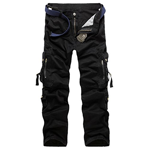 Panegy Pantalones de Lavado Algodón Pantalón Cargo Multibolsillos Ca