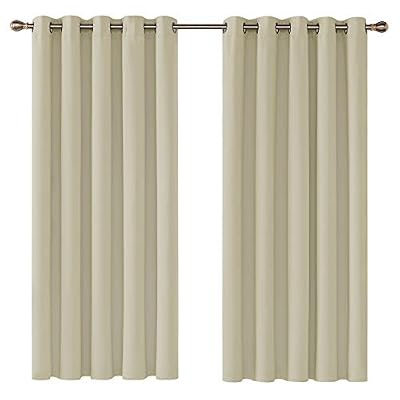 Deconovo Lot de 2 Rideaux Occultants Lourdes Solides à Oeillets Isolant Thermique pour Enfants, 168x 183cm, Taupe