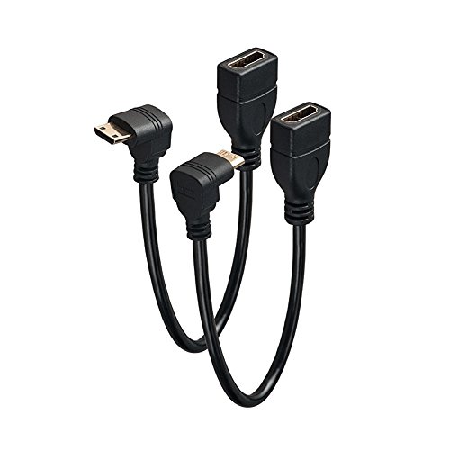 Mini HDMI zu HDMI Kabel, VANDESAIL Rechtwinklig (90 und 270 Grad) Mini HDMI Adapter Stecker auf Buchse 1080P Konverter Vergoldeter Stecker