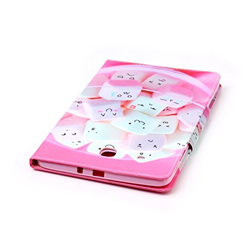 für Samsung Galaxy Tab E 9.6 Hülle Leder Emoji Zuckerwatte Muster,SKYXD [Auto Schlaf/Wach Funktion] PU Folio Klappbar Schutzhülle [Standfunktion/Brieftasche Kartenfach/Magnet] Klapphülle mit [Katze Handyanhänger + Eingabestift] 3 in 1 Zubehör Handy Tasche Etui for Samsung Galaxy Tab E 9.6 Zoll T560 T561 Bookstyle Flip Case Leather Cover With [Stylus and Dust Plug] - 7