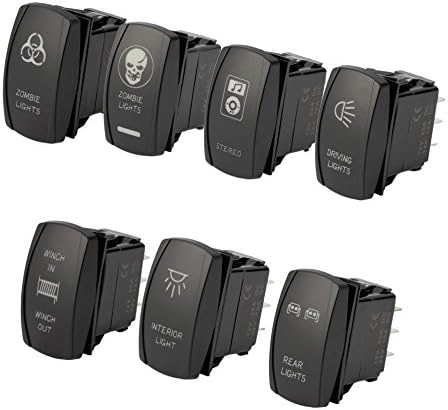 OxGrow(TM) New 7PIN Laser Etched ARB Carling Narva Rocker Switch LED Light Bumper Blue hot selling