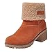 Produktbild Fuibo Damen Stiefel, Damen Winterschuhe Flock Warme Stiefel Martin Schneeschuhe Kurze Stiefelette | Stiefeletten Ankle Boots Schlupfstiefel Chelsea Boots (40 EU, Orange)