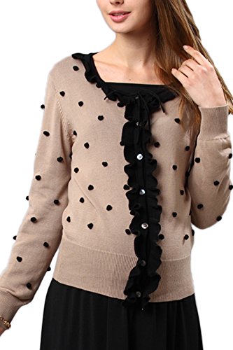 MK3006 Organic Cotton Maternity and Nursing Cardigan (UK 8-10, beige + black dots)