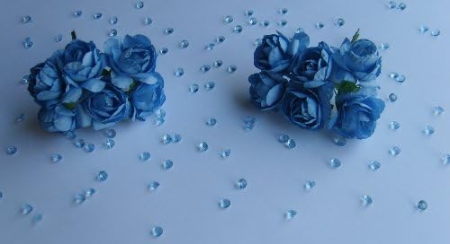 36 BLUE SMALL Paper Roses Ideal For Weddings~Wedding Cakes~Celebrations~Crafts~Scrapbooks~Decoration