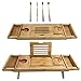 Produktbild Badewannenbretter Tablett PRO Natural Bambus 2in1 mit 4Farbe Zahnbürsten | Holz |Antirutsch Eco Familie Relax |Bath typ Caddy| Tray Bett |Laptop iPhone Bett Schreibtisch Groß 75-108cm MM Amazing