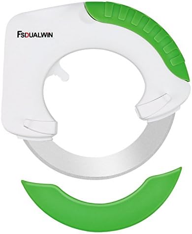 FSDUALWIN Stainless Steel Kitchen Circular Rolling Knife, Pizza Cutter with Sharp Blade and Cover (Green)