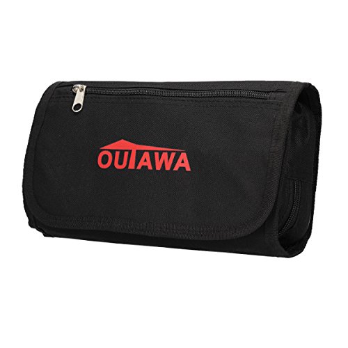 OUTAWA Kulturbeutel schwarz 26 cm x 17 cm x 7 cm zum Aufängen und Zusammenrollen für Männer und Frauen,Unisex