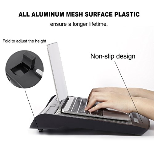 YKS Notebook Laptop Kühler T9 Aluminium Mesh & Kunststoff Portable leichte Kühlpad mit Aluminiumverkleidung und fünf Lüfter 2000RPM - 3