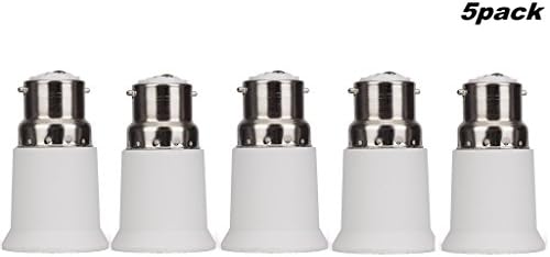 LYD KOMB 5-Packs b22 to e27 Adaptor LED Bulb Base Adapter b22 to e27 converter for led light