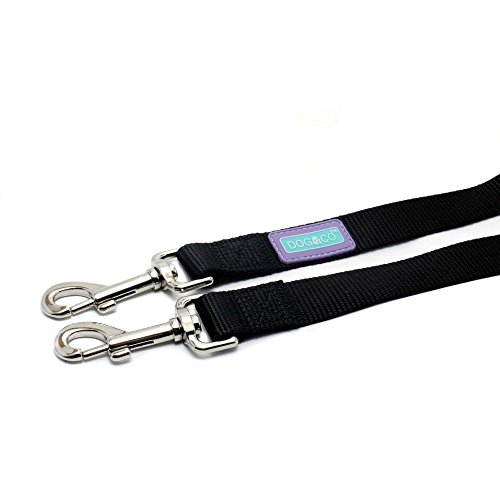 Dog & Co - Guinzaglio doppio in nylon (19mm x 50cm) (Nero)