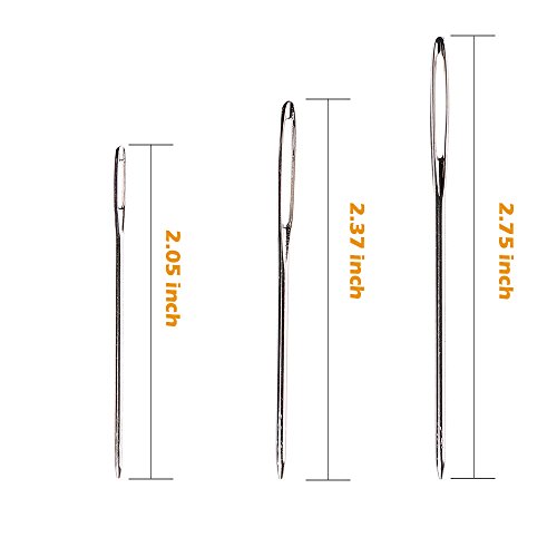 21 Stück Groß Auge Stumpfe Nadel Stahl Garn Sticknadel Nähnadel Golden Silber - 2