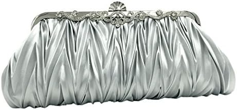 Uni-love Vintage Elegant Clutch Bag Satin Purse Evening Handbags for Women White, Sliver (Silver)