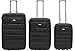 Produktbild Packenger Easy Traveller Koffer 3er-Set aus Nylon in der Farbe Schwarz. Abmessungen: Größe M (Bordcase), L und XL